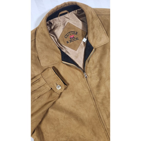 Cutter & Buck Other - Cutter & Buck Mens Faux Suede Bomber Golf Jacket Tan Brown Full Zip XXL